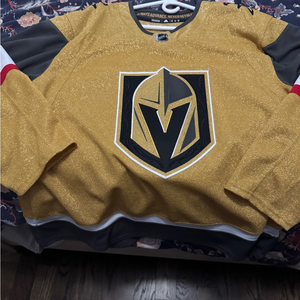 Adidas Gold Hockey Jersey with Black Trim. Vegas Nights